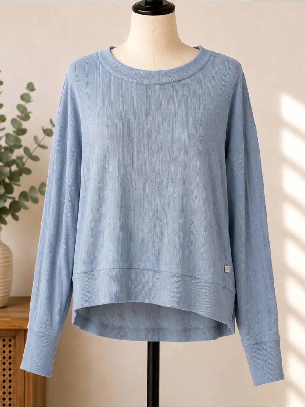 Blue Long-Sleeve Lounge Top
